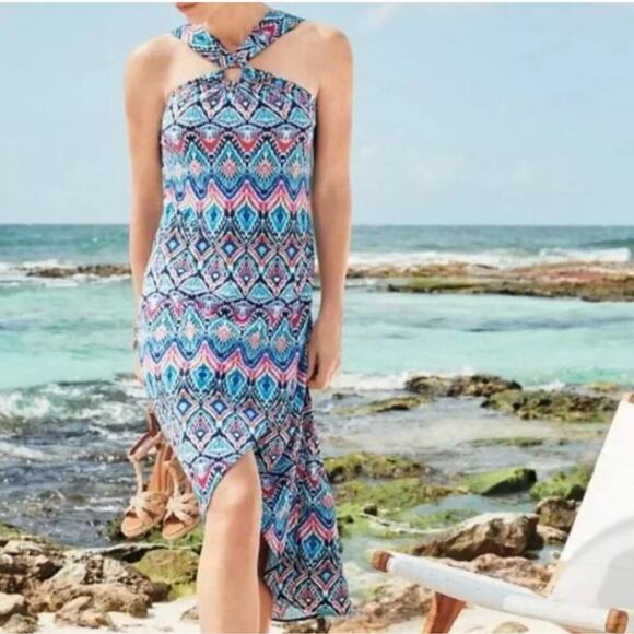 Tommy Bahama Prima Peacock Midi Dress Size S Colorful Island Resortwear - Picture 1 of 13